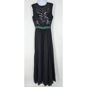 Armand Basi Black Embellished Silk Sleeveless Dress Size 42 8 NEW